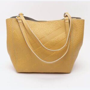 Burberry Yellow Leather Haymarket Tote (Large capacity)